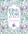 NLT The One Year Bible Expressions Devotional Bible for Women White Paperback Journaling Bible Wide Margin Adult Colouring Devotional Presentation Page Illustrated Bible