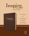 NLT Inspire Catholic Bible, Brown, Imitation Leather, Colouring, Journaling, Scripture Art, Wide Margins, Gift, Ribbon Marker