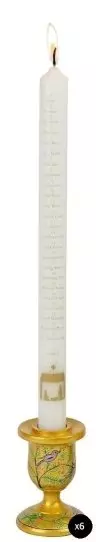 Stable Advent Candle (White with gold print) - Pack of 6