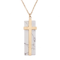 Cross On Marble Necklace Christian Jewelry