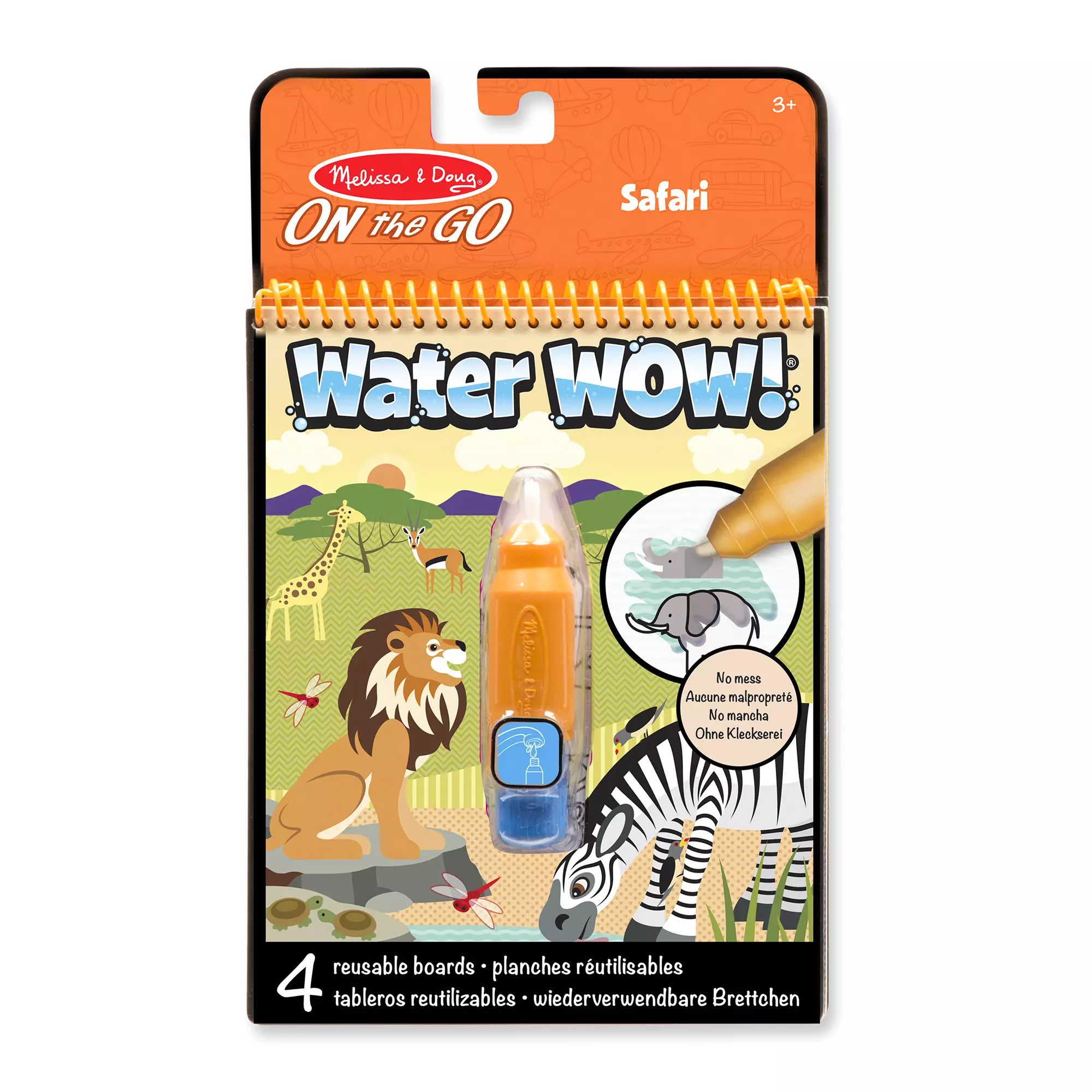 On the Go Water Wow! Reusable Water-Reveal Activity Pad - Safari - FSC-Certified Materials