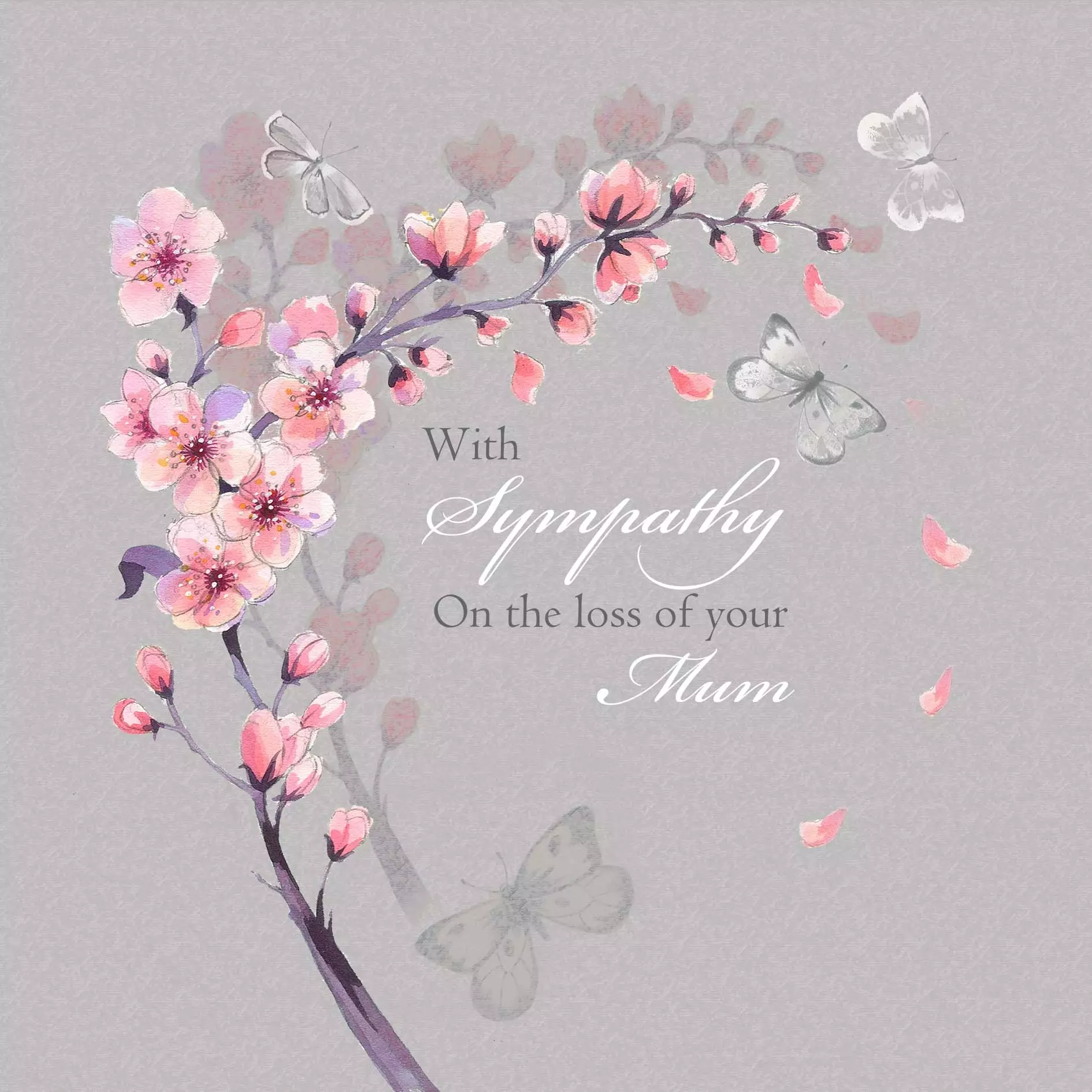 Falling Blossom Mum Sympathy Single Card