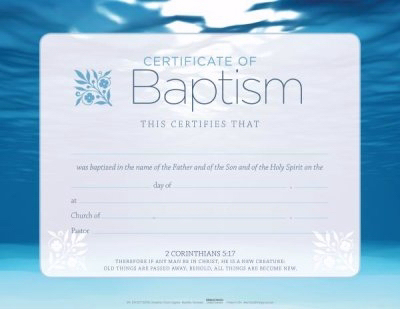 Certificate-Baptism-Blue  (Pack Of 6)