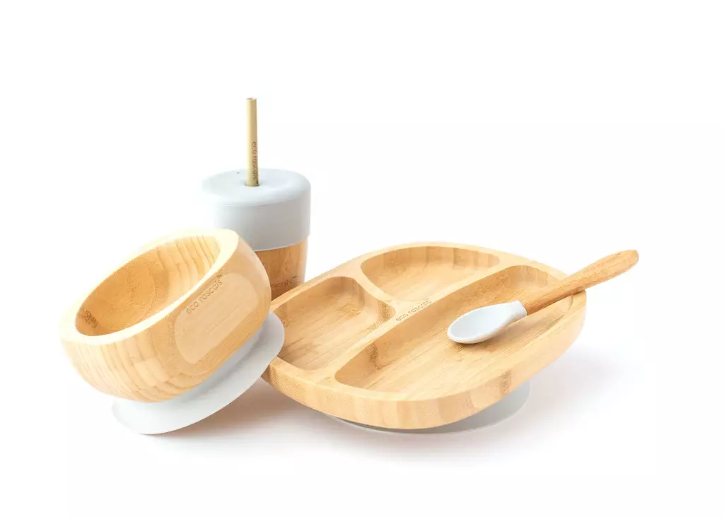 Bamboo Classic Section Plate - Weaning Gift Set - Grey