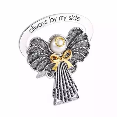 Bedside Angel-Rhodium/18K Gold Plate w/Pearl Accents and Stand (2.5") (Carded)