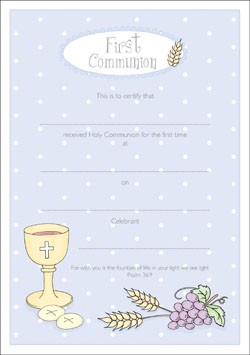 Certificate First Communion Pack of 10 Certificate First Communion Pack of 10