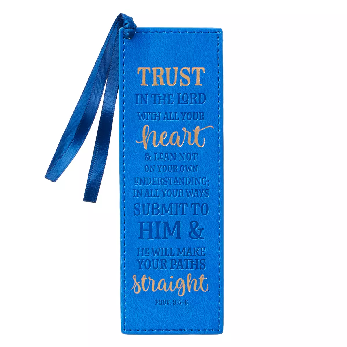 Bookmark-Pagemarker-Trust-LuxLeather-Blue Proverbs 3:5-6