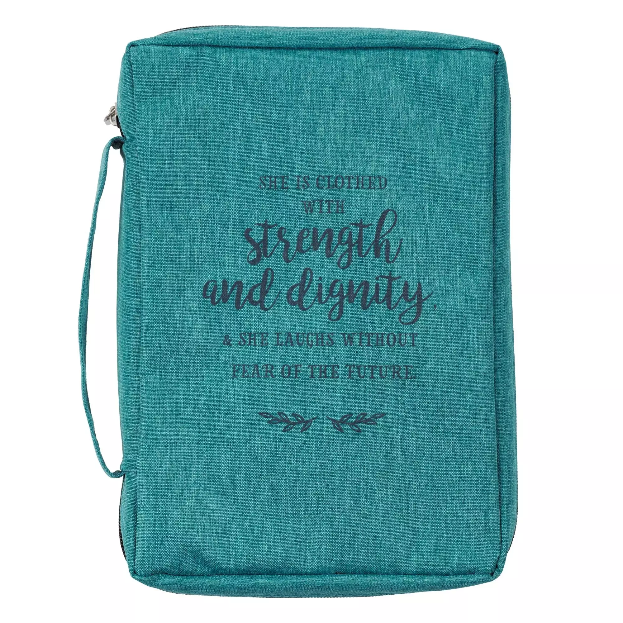 Medium Strength & Dignity Proverbs 31:25, Teal Canvas Bible Cover