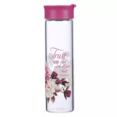 Water Bottle Glass Pink Trust In The Lord Prov. 3:5