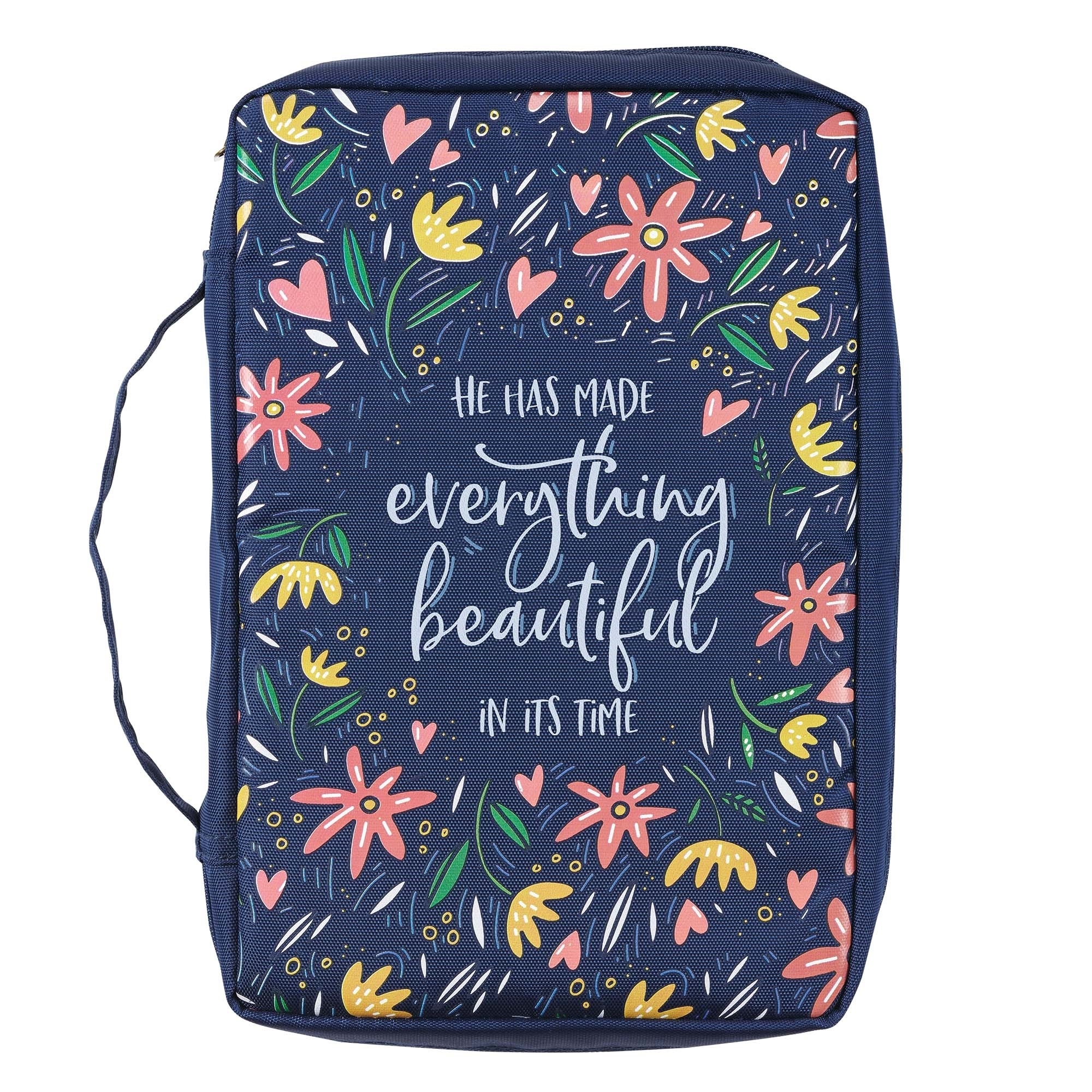 Large He Has Made Everything Beautiful Navy Floral Value Bible Cover - Ecclesiastes 3:11