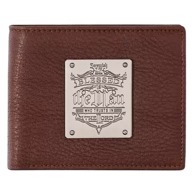 Wallet Leather Brown Blessed is the Man Badge Jer. 17:7