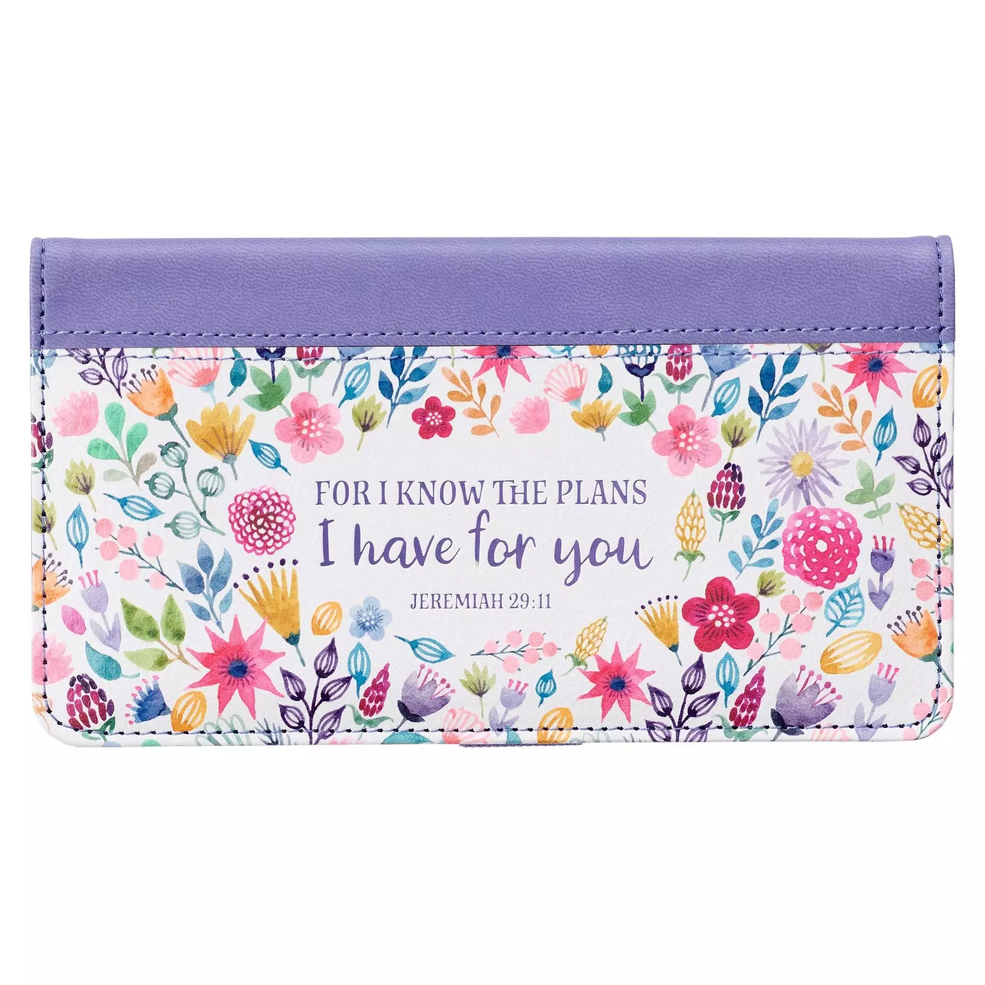 Checkbook Wallet Purple Floral Printed I Know the Plans Jer. 29:11