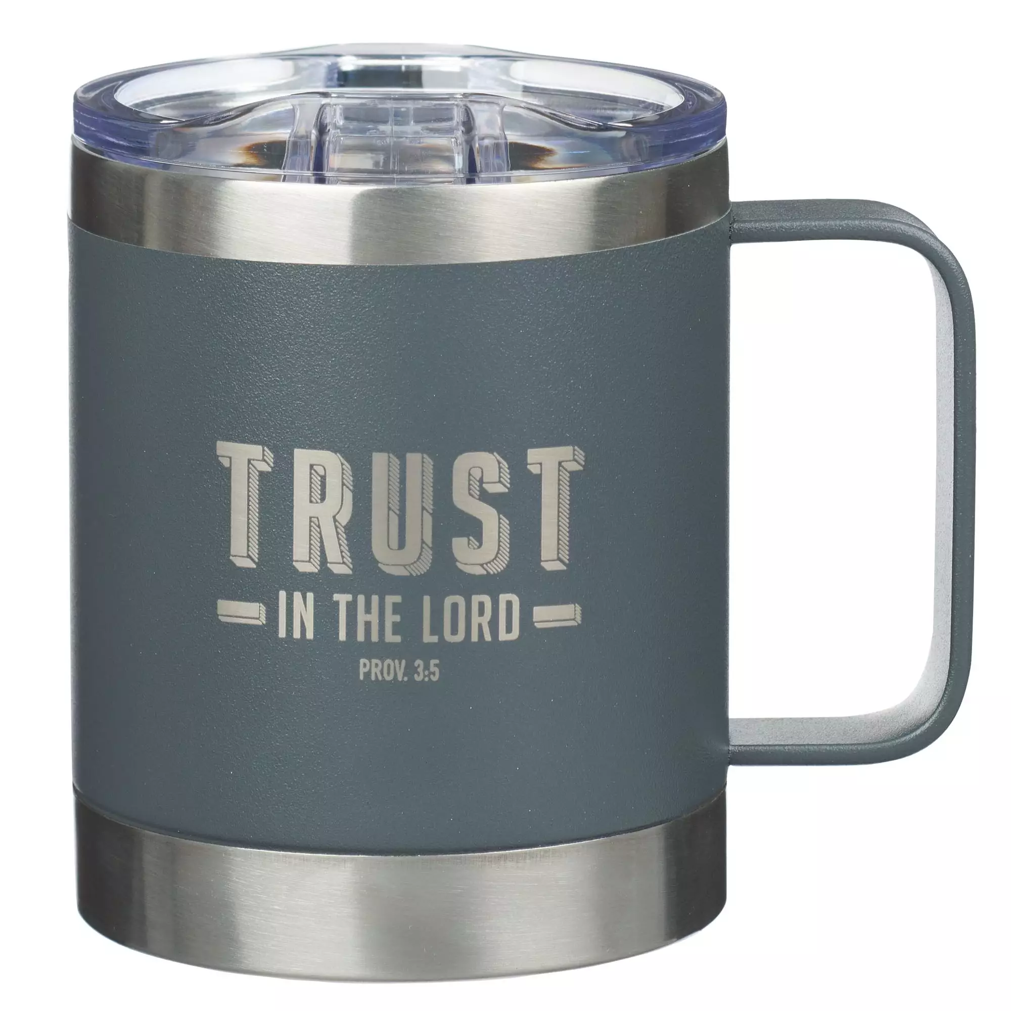 Trust the LORD Cool Grey Camp Style Stainless Steel Mug - Proverbs 3:5