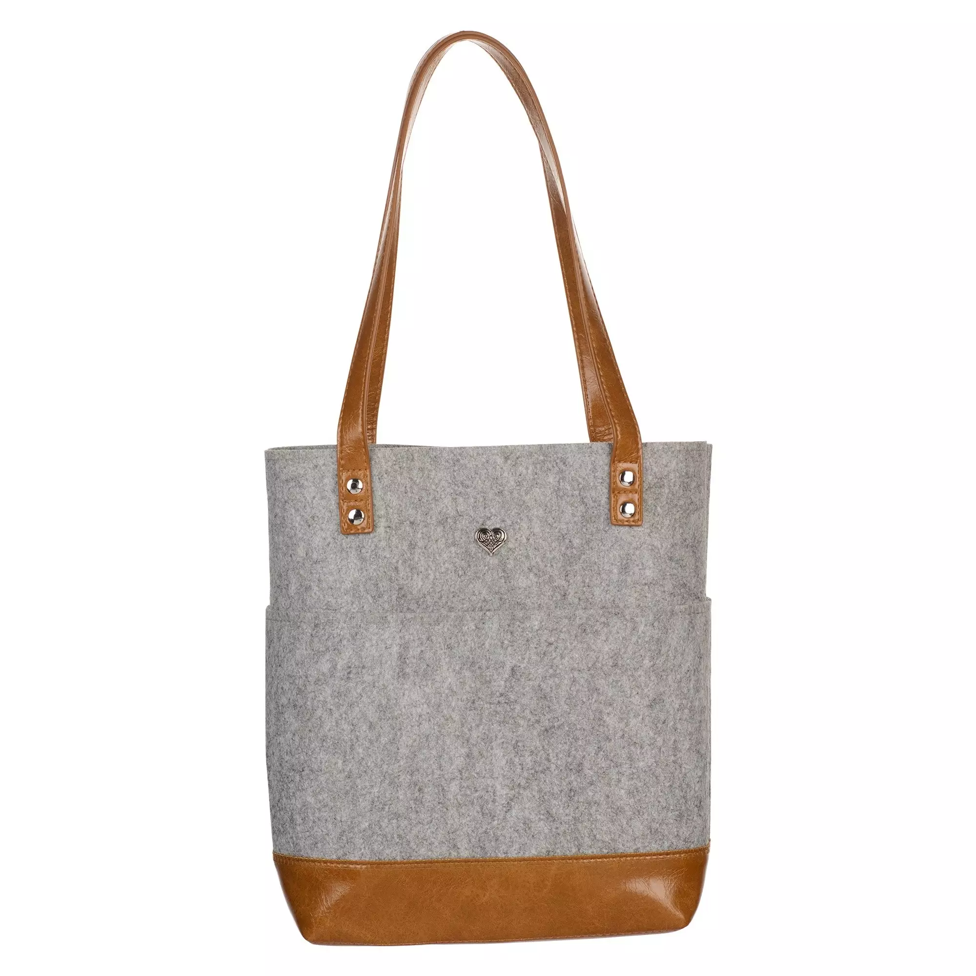 Bible Tote Gray/Toffee Filagree Heart Badge
