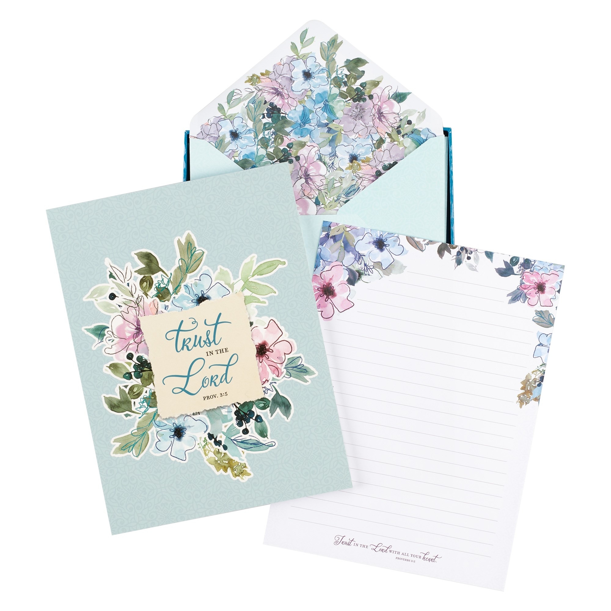 Christian Art Gifts Writing Paper & Envelope Stationery Set for Women Trust in the Lord