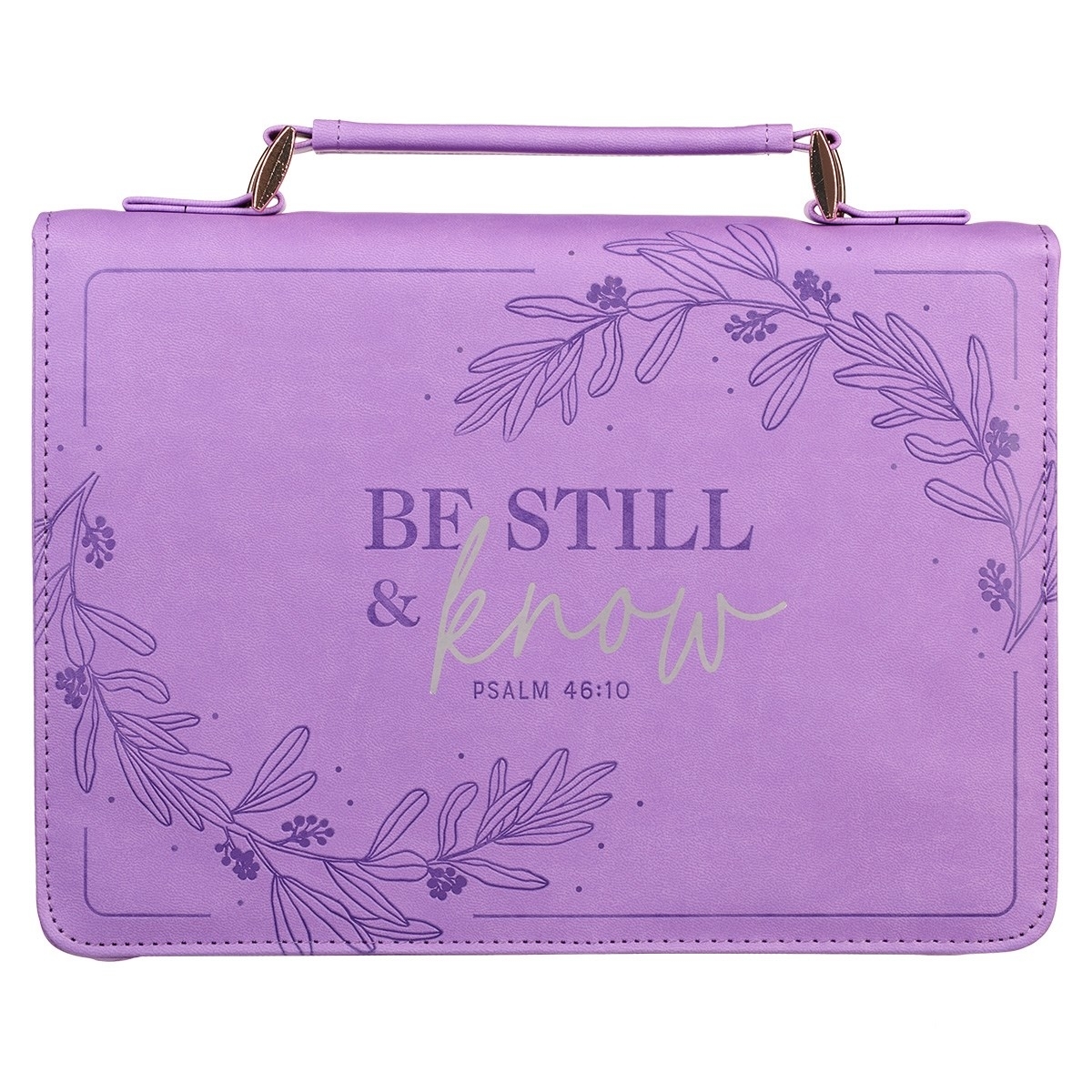 Large Be Still and Know Protective Purple Floral Faux Leather Fashion Bible Cover - Psalm 46:11