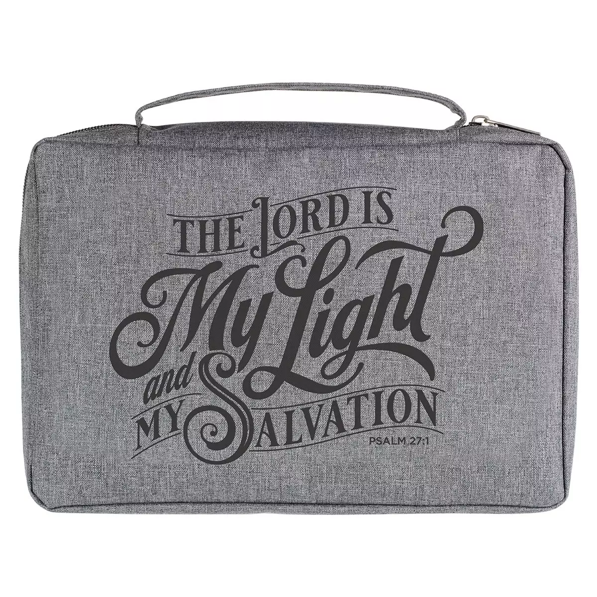 Medium The Lord is My Light  Dark Gray Poly-canvas Bible Cover- Psalm 27:1