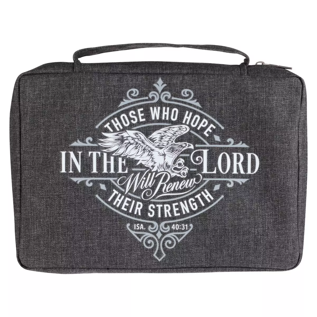 Large Hope in The Lord  Black Charcoal Gray Polyester Bible Cover  - Isaiah 40:31