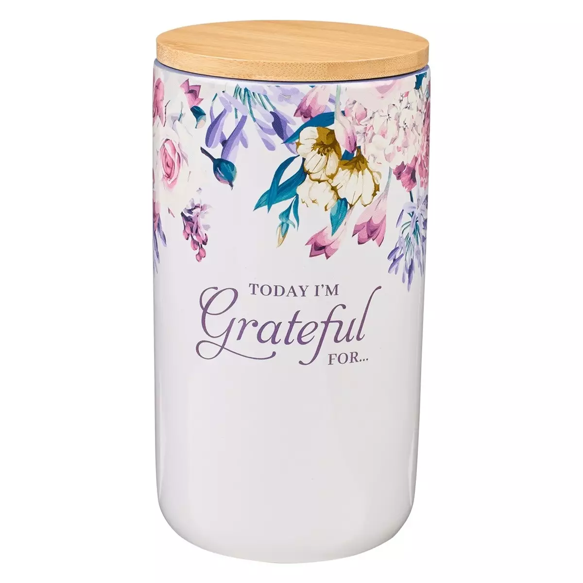 Gratitude Jar w/ Cards Ceramic Today I'm Grateful For Purple Floral with Cards