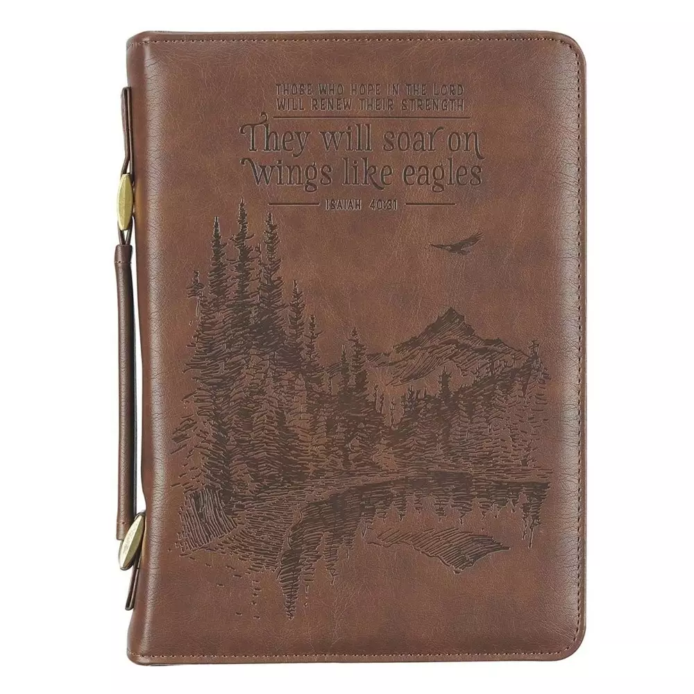 Bible Cover Classic Brown Wings Like Eagles Isa. 40:31