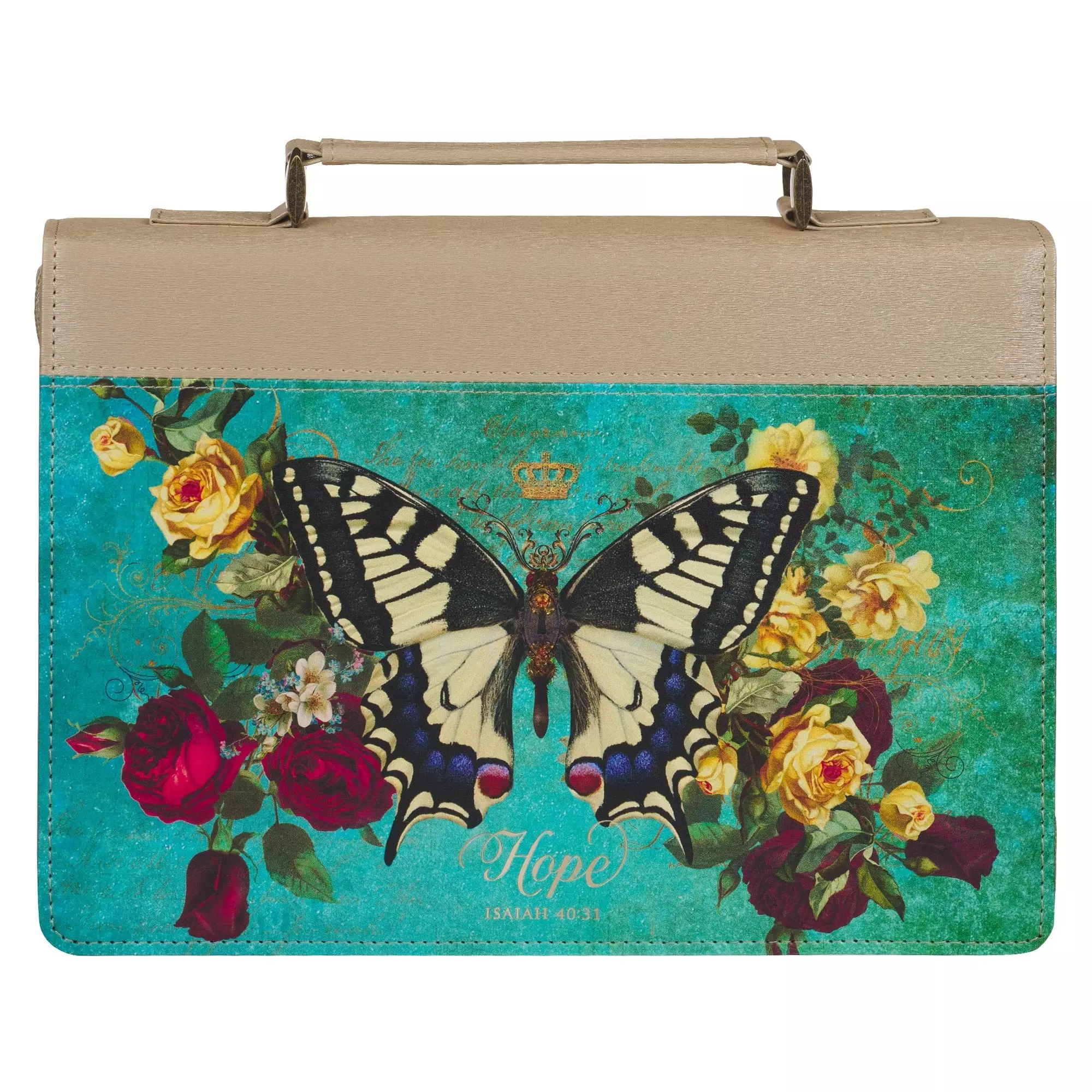 Bible Cover Fashion Taupe/Butterfly Printed Hope Isa. 40:31
