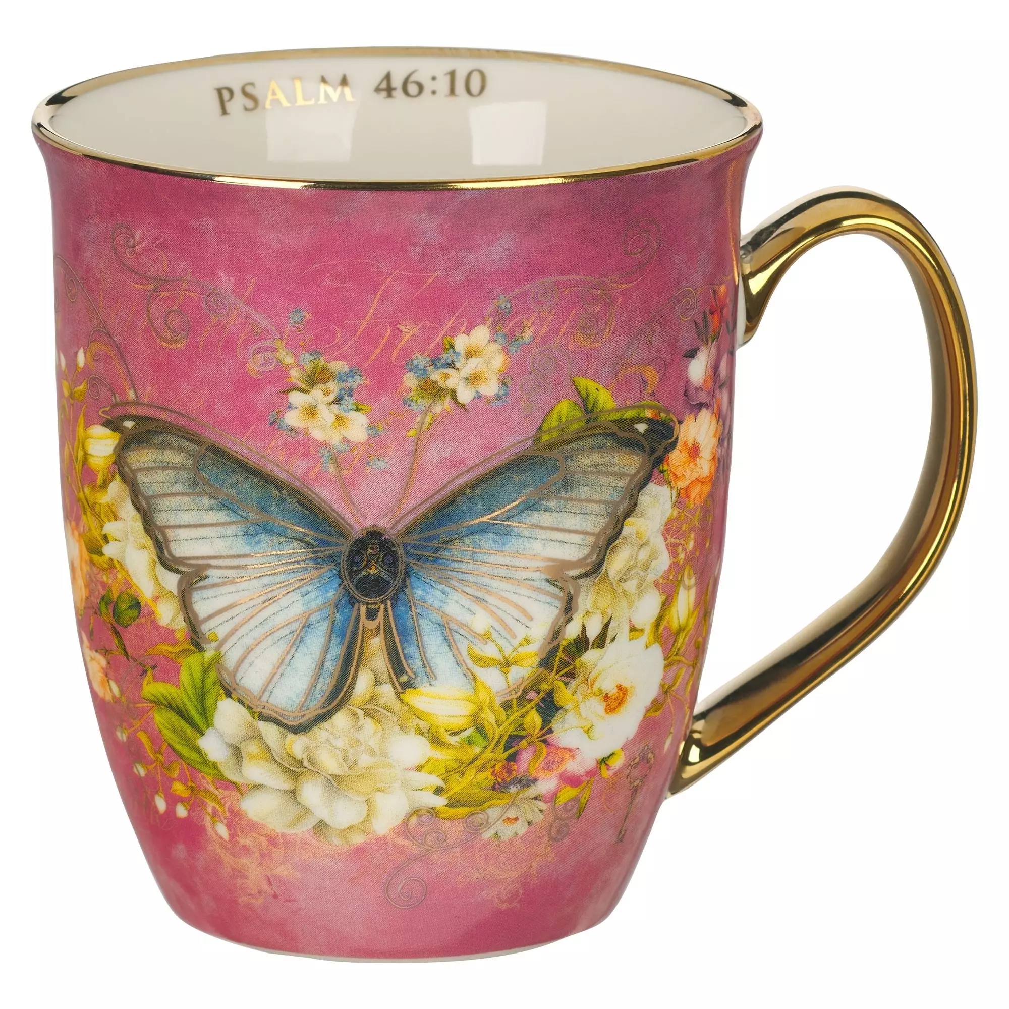 Mug Pink/White Butterfly Be Still Ps. 46:10