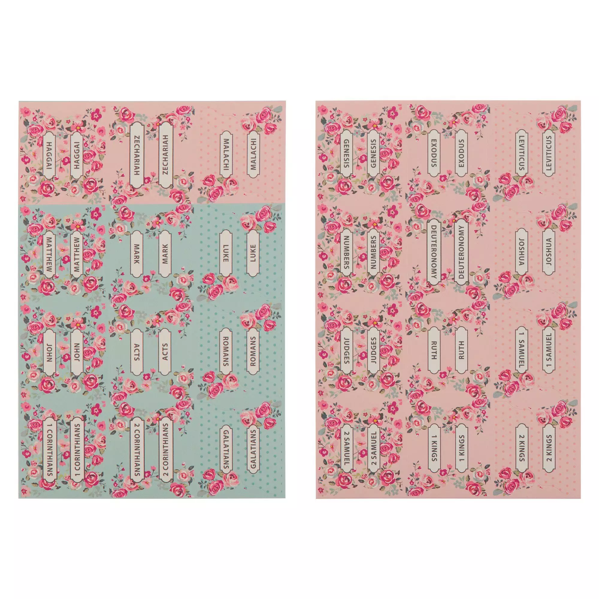 Bible Indexing Tabs Floral Pink & Teal