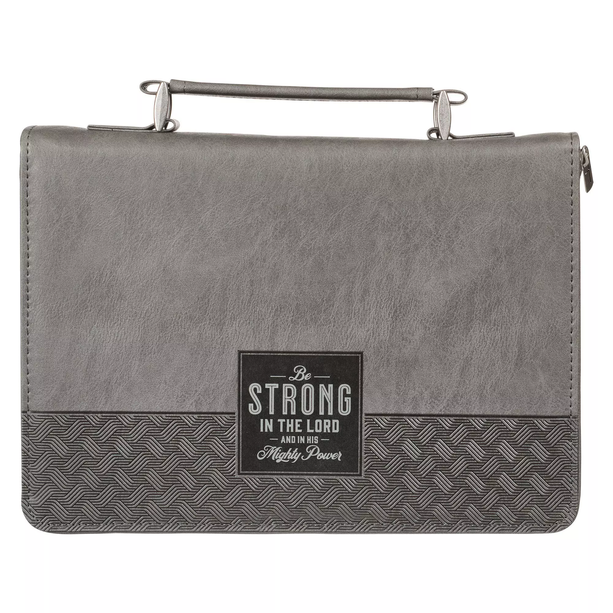 Large Bible Cover Classic Gray Be Strong Eph. 6:10