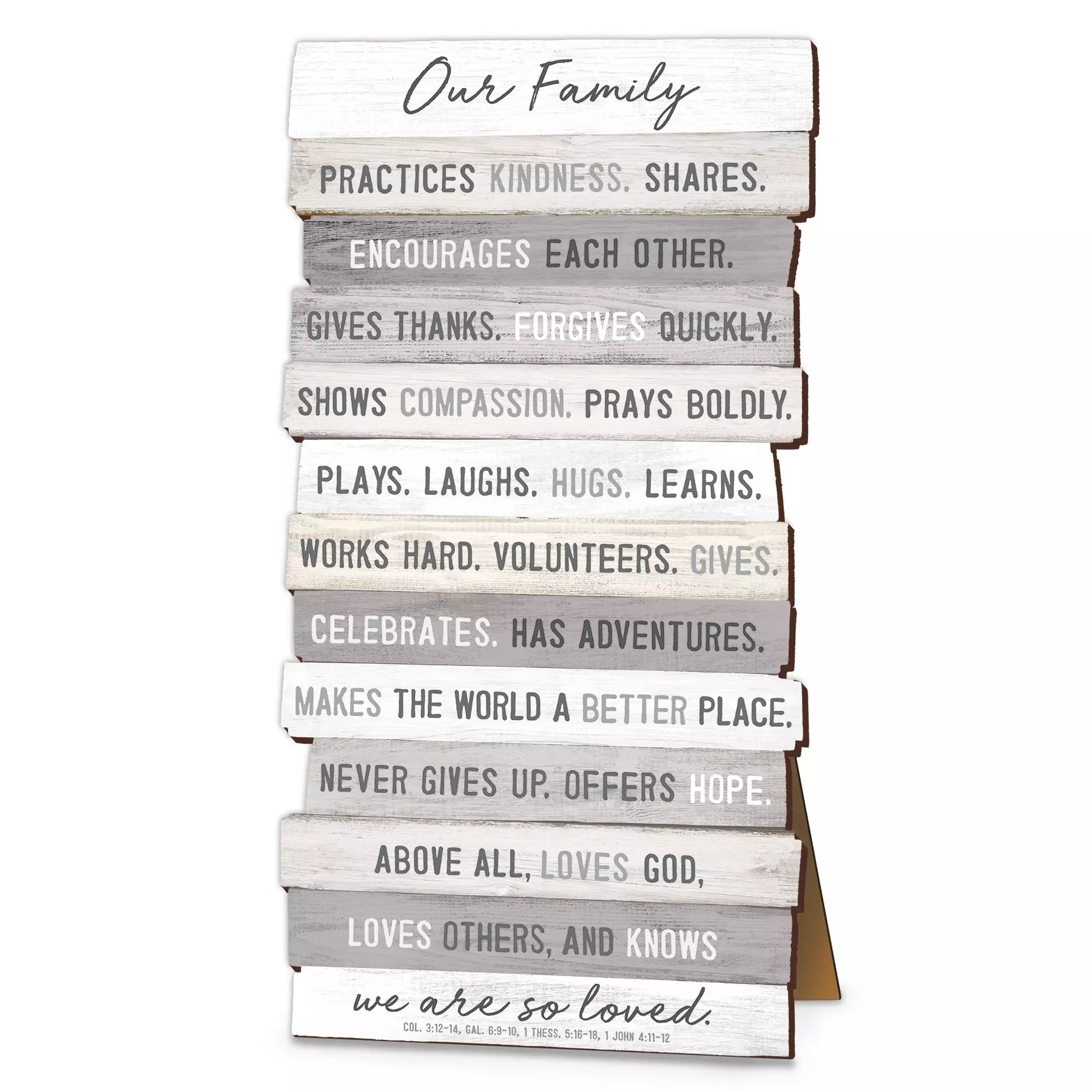 Plaque-Wall/Desktop-MDF-Stacked Wood-Our Family II-5x10 (#45035)