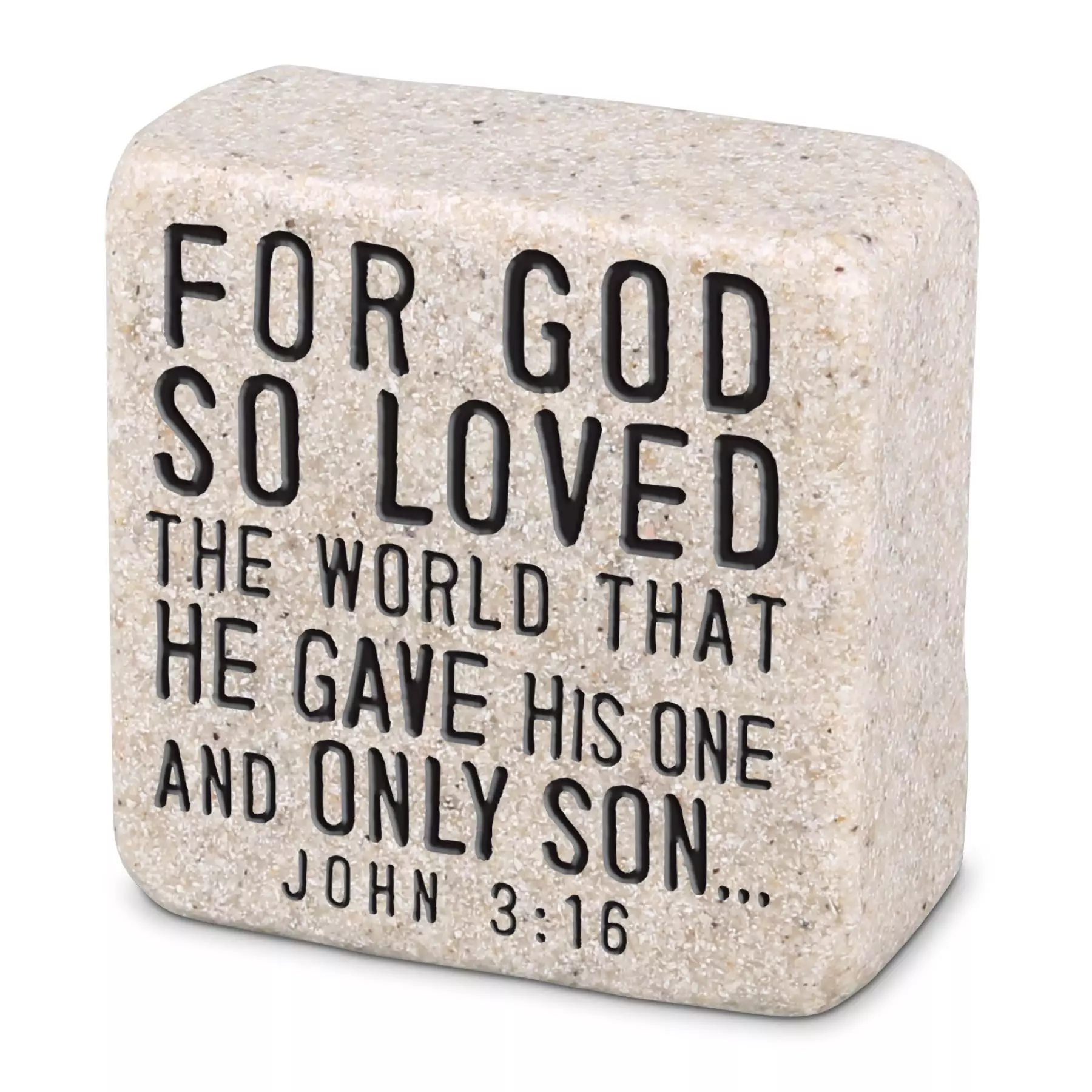 Plaque-Cast Stone-Scripture Stone-God's Love (2.25 x 2.25 x 1)