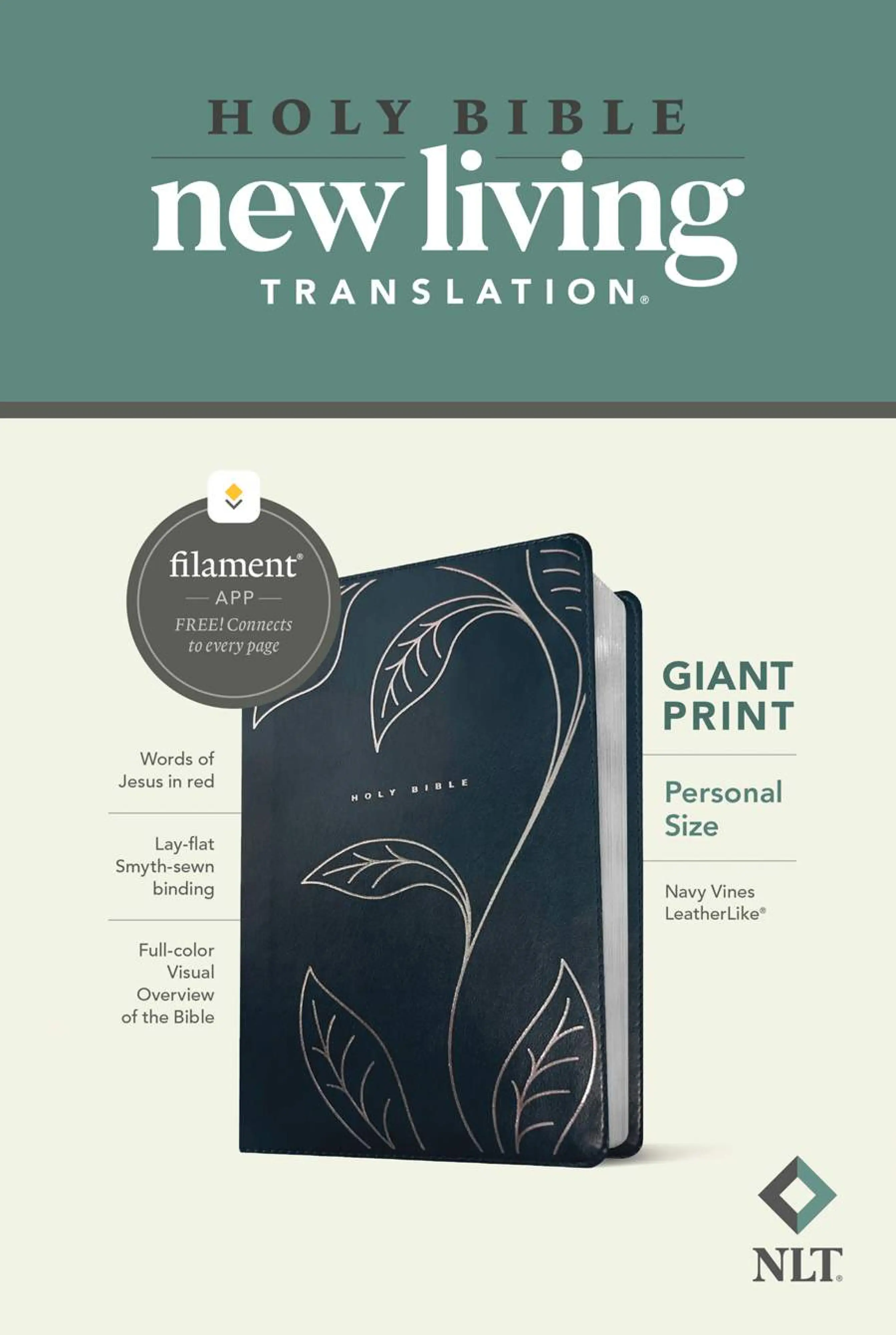 NLT Compact Giant Print Zipper Bible, Filament Enabled
