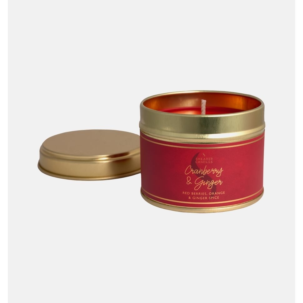 Cranberry & Ginger Scented Candle in a Tin Free Delivery when you