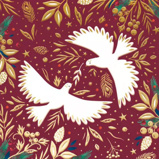 Christmas Cards: Peace Doves & Foil (Pack of 4)