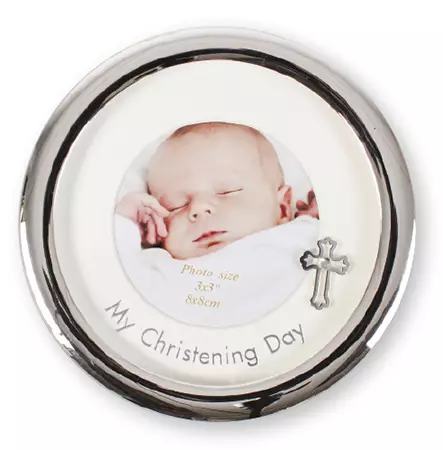 Christening Silver Plated Metal Photo Frame
