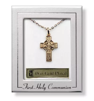 18 ct gold Plated Celtic Cross Communion Necklet