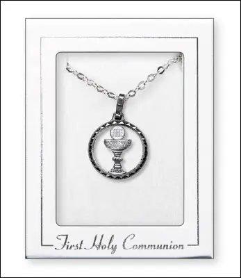 Silver Plated Circle Shape Chalice Communion Necklet