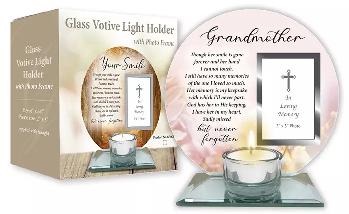 Glass Votive Holder/Photo Plaque/Grand Mother