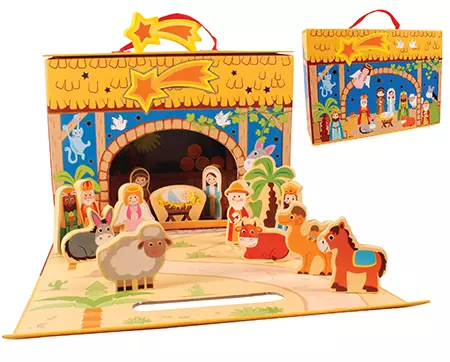 Nativity - Childrens Wood Set With Shed