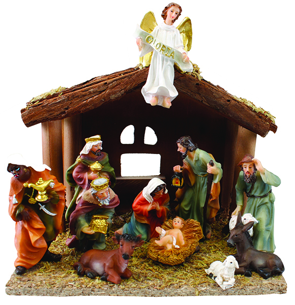 Resin Nativity/Coloured/Wood Stable - 7 inch