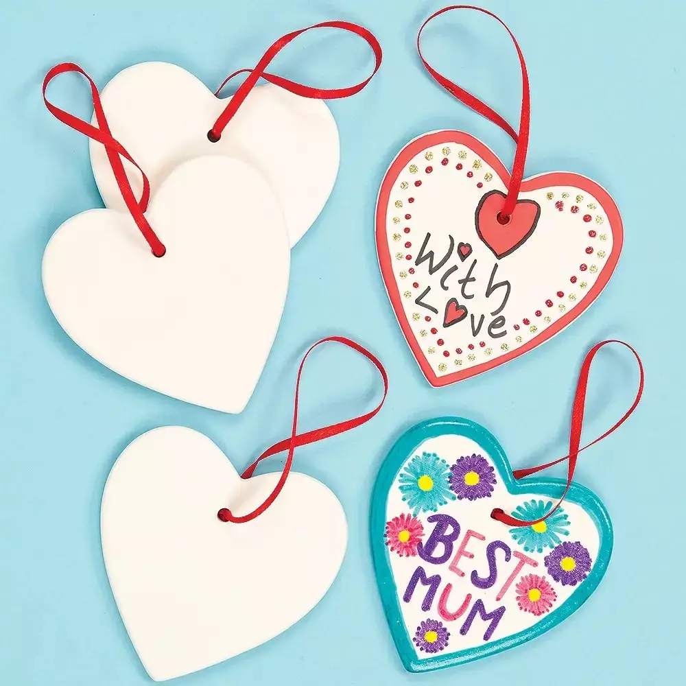 Heart Ceramic Hanging Decorations - Pack of 5