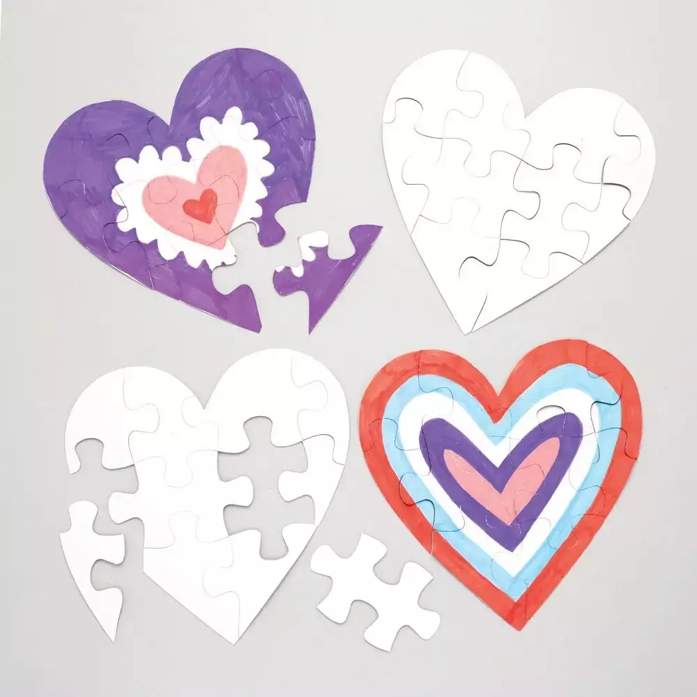 Heart Colour-in Jigsaw Puzzles - Pack of 10