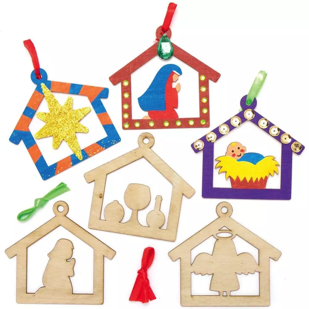 Nativity Wooden Baubles - Pack of 10