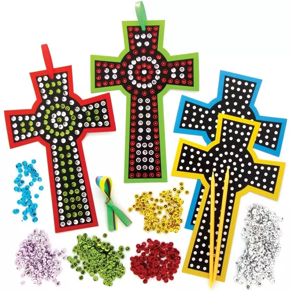 Cross Sequin Craft Decoration Kits - Pack of 5