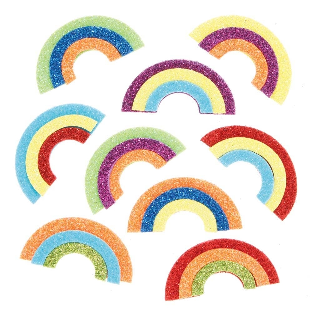 Rainbow Glitter Foam Stickers - Pack of 100