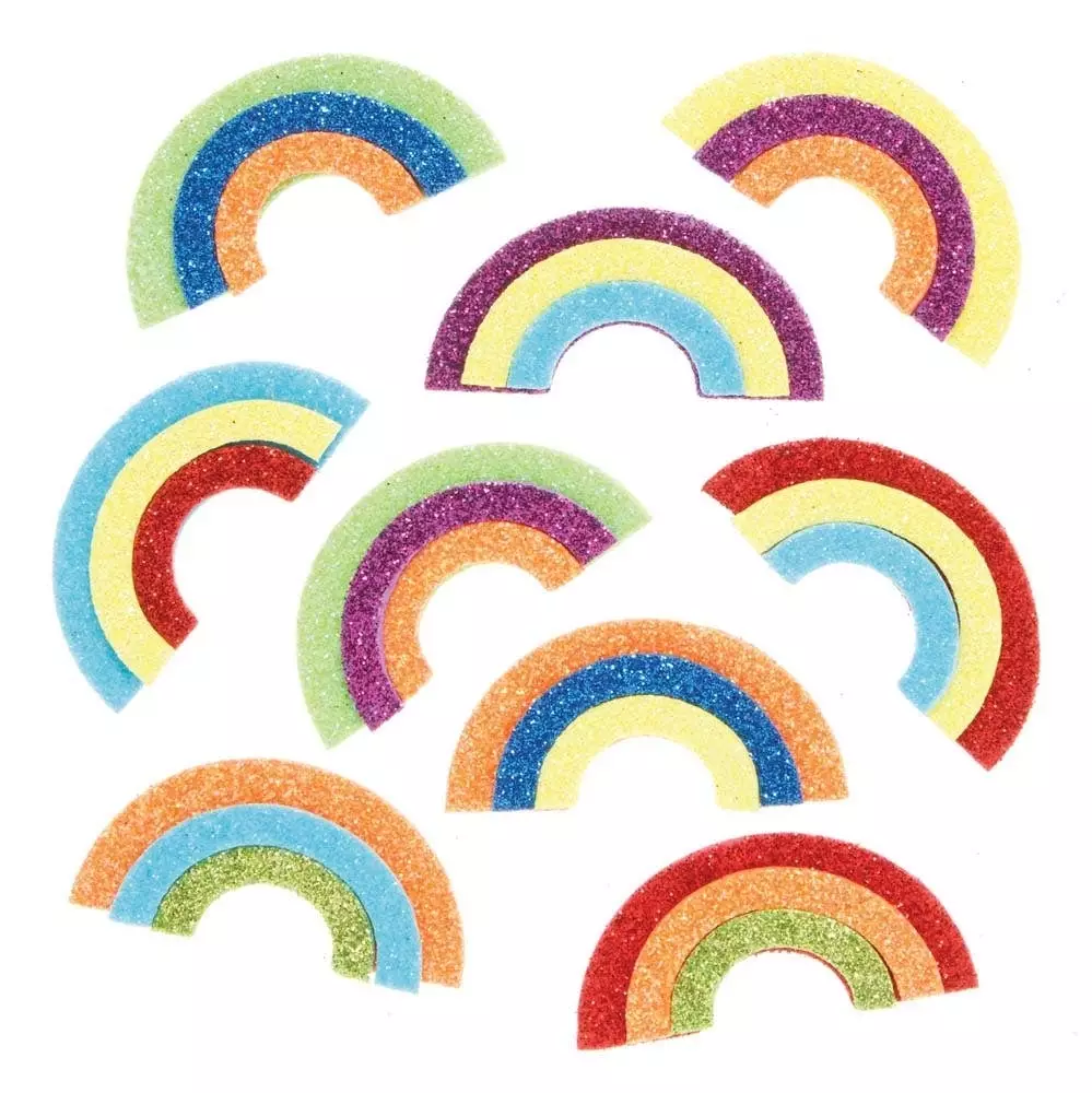Rainbow Glitter Foam Stickers - Pack of 100