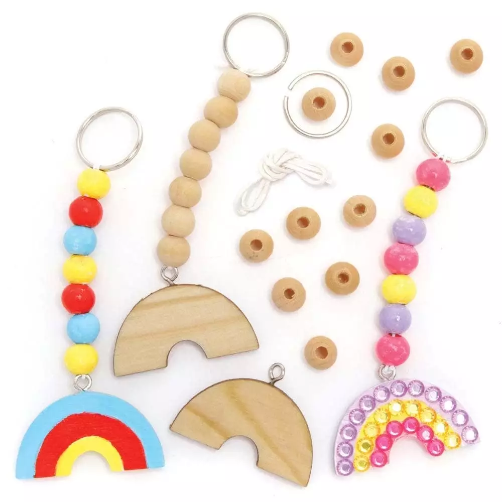 Design Your Own Rainbow Keyring & Bag Dangler Kits - Pack of 5