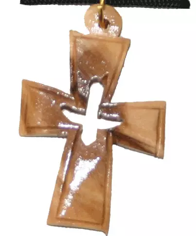 Wooden Cross Dove Pendant