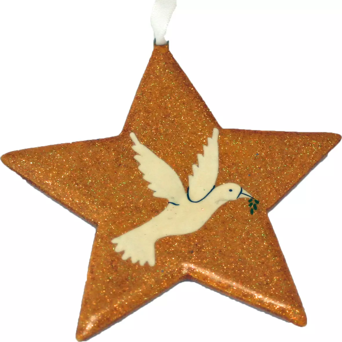 Gold Glitter Dove Star Christmas Decoration