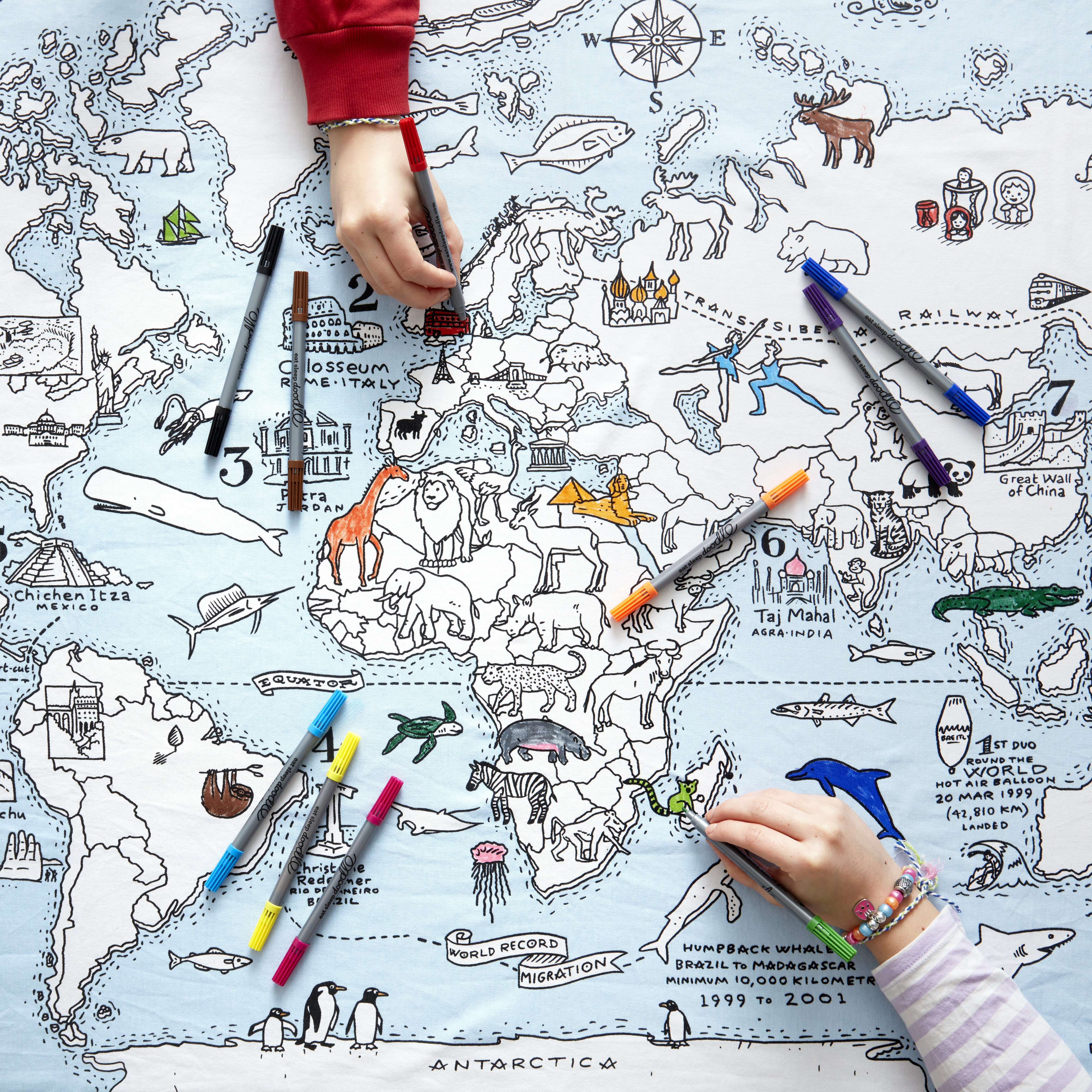 World map pillowcase colour and learn new arrivals