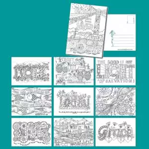 10 Images of Grace Colouring postcards